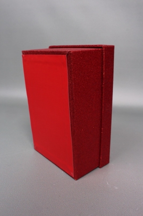 Набор подарочных коробок из 10шт - Прямоугольник НГ Искорка красный с блестками 37*29*16  N343