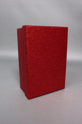 Набор подарочных коробок из 10шт - Прямоугольник НГ Искорка красный с блестками 37*29*16  N343