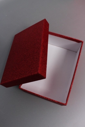 Набор подарочных коробок из 10шт - Прямоугольник НГ Искорка красный с блестками 37*29*16  N343