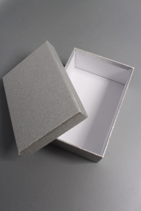 Набор подарочных коробок из 10шт - Прямоугольник НГ Искорка серебро с блестками 37*29*16  N344