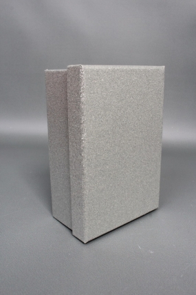 Набор подарочных коробок из 10шт - Прямоугольник НГ Искорка серебро с блестками 37*29*16  N344