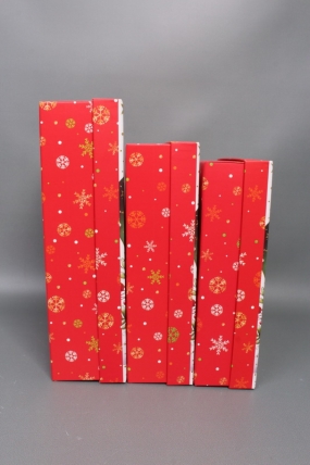 Набор подарочных коробок из 3шт - Прямоугольник НГ Снеговики с тиснением 33*23*9  N2508