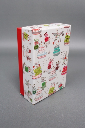 Набор подарочных коробок из 10шт - Прямоугольник НГ Веселый Дед Мороз с тиснением 37*27*11  N2514