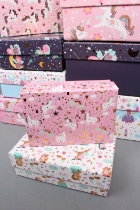 Набор подарочных коробок из 10шт - Прямоугольник  "Феечки"  37*27*11  D389