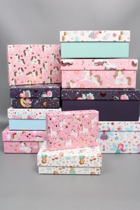 Набор подарочных коробок из 10шт - Прямоугольник  "Феечки"  37*27*11  D389