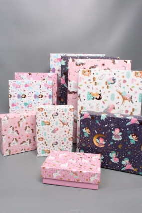Набор подарочных коробок из 10шт - Прямоугольник  "Феечки"  37*27*11  D389
