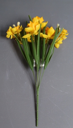 Нарциссы силиконовые букет желто-оранжевые 35см
