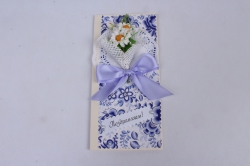 открытка люкс гжель+ букет ромашек 21x10cm
