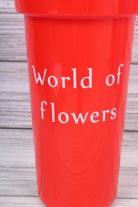 Пластиковая ваза "World of flowers", круглая, высота 36см, диаметр 20см, цв. Красный 3611Л