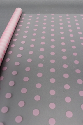 Пленка матовая с рисунком "Горошек" нежно розовый 60см 200гр  0011М