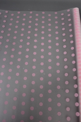 Пленка матовая с рисунком "Горошек" нежно розовый 60см 200гр  0011М