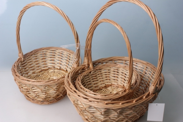 Плетеные корзины набор (3шт) Ива d=38х32/h=16/40см 2893