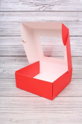 Подарочная коробка с окном, 20*20*8см, красный 8332Н