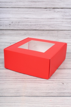 Подарочная коробка с окном, 20*20*8см, красный 8332Н