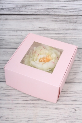 Подарочная коробка с окном, 20*20*8см, розовый 8325Н