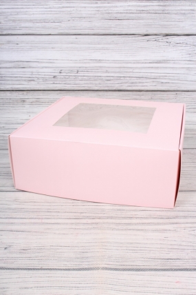 Подарочная коробка с окном, 25*25*9см, розовый 8356Н