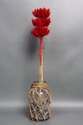 Сухоцвет "Лагурус", 60 шт в пучке, разм. цветка 5-7 см, насыщенный красный  8360М