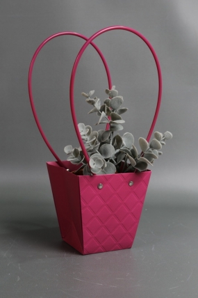 Сумка для ЦВЕТОВ (14) Тиснение клетка 12*8*12,5 бордовая  М14   Цена за 1шт