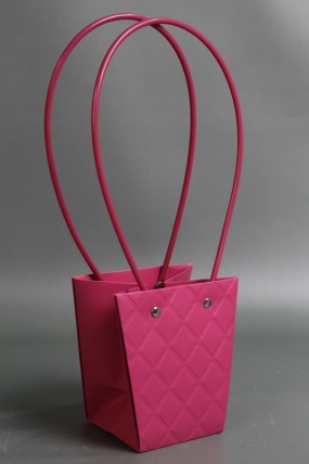 Сумка для ЦВЕТОВ (14) Тиснение клетка 12*8*12,5 бордовая  М14   Цена за 1шт