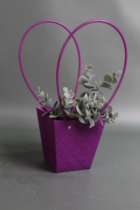 Сумка для ЦВЕТОВ (14) Тиснение клетка 12*8*12,5 фиолетовая  М14   Цена за 1шт