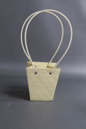 Сумка для ЦВЕТОВ (14) Тиснение клетка 12*8*12,5 лимон  М14   Цена за 1шт