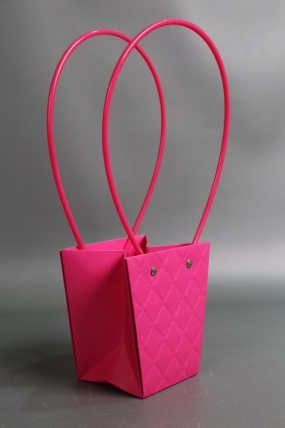 Сумка для ЦВЕТОВ (14) Тиснение клетка 12*8*12,5 малина  М14   Цена за 1шт