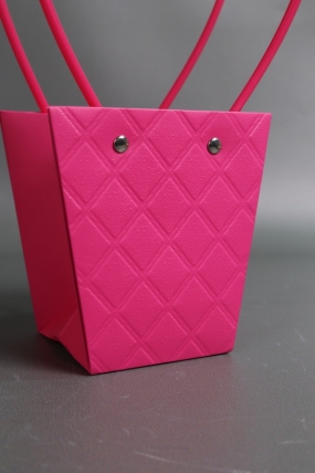 Сумка для ЦВЕТОВ (14) Тиснение клетка 12*8*12,5 малина  М14   Цена за 1шт