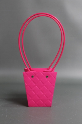 Сумка для ЦВЕТОВ (14) Тиснение клетка 12*8*12,5 малина  М14   Цена за 1шт