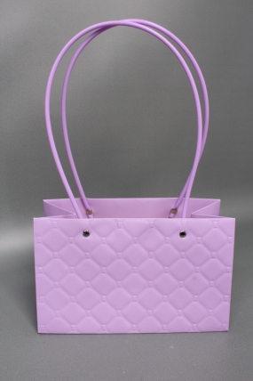 Сумка для ЦВЕТОВ (11) Тиснение клетка 22*13,5*10,5 ярко-сиреневый  М11   Цена за 1шт