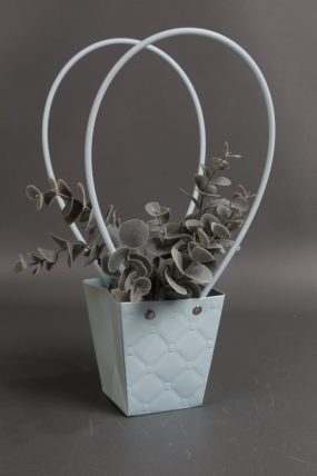 Сумка для ЦВЕТОВ тиснение Клетка (16) 10*8*10,5  голубой  М16   Цена за 1шт