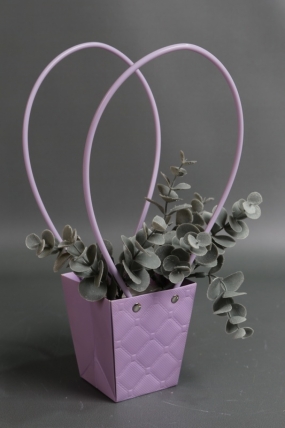 Сумка для ЦВЕТОВ тиснение Клетка (16) 10*8*10,5  лаванда  М16   Цена за 1шт