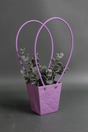 Сумка для ЦВЕТОВ тиснение Клетка (16) 10*8*10,5  лиловый  М16   Цена за 1шт