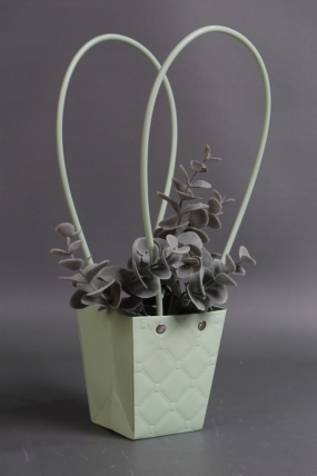 Сумка для ЦВЕТОВ тиснение Клетка (16) 10*8*10,5  мята  М16   Цена за 1шт