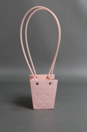 Сумка для ЦВЕТОВ тиснение Клетка (16) 10*8*10,5  розовый  М16   Цена за 1шт