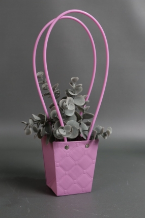 Сумка для ЦВЕТОВ тиснение Клетка (16) 10*8*10,5  сирень  М16   Цена за 1шт