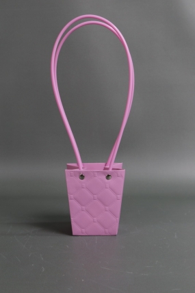 Сумка для ЦВЕТОВ тиснение Клетка (16) 10*8*10,5  сирень  М16   Цена за 1шт