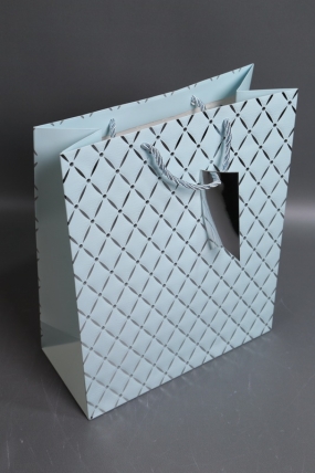 Сумка Люкс Алмазный узор  26*32*12 голубой L574