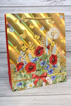 Сумка Люкс Цветы голография 26*32*12  (12шт/уп) L587 Цена за 1шт