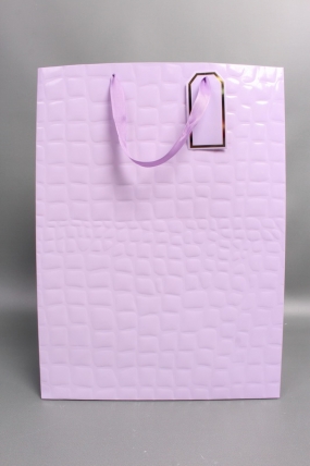 Сумка Люкс Лак тиснение кожа 31*42*12 сирень L223