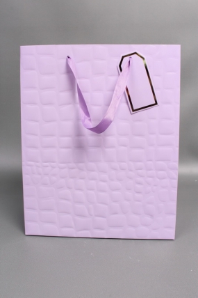 Сумка Люкс Лак тиснение кожа 26*32*12 сирень L224