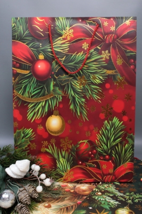 Сумка Люкс НГ  "Новогодний декор" с тиснением  31*42*12	N3003