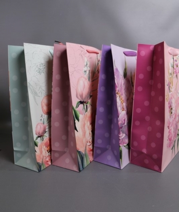 Сумка Люкс Пионы с блестками 31*42*12 микс F3139