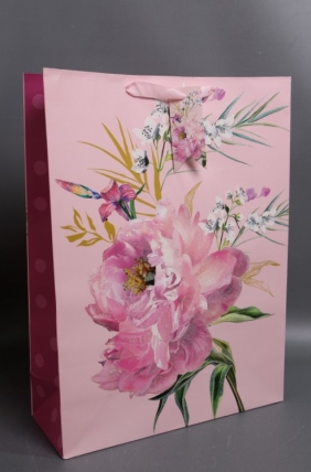 Сумка Люкс Пионы с блестками 31*42*12 микс F3139