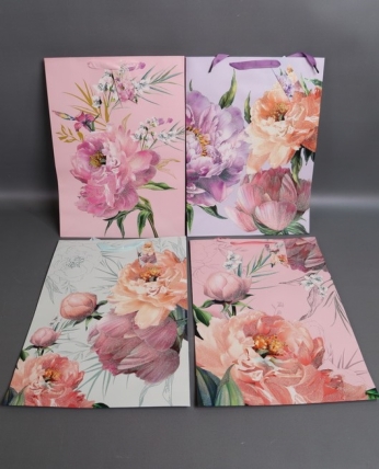 Сумка Люкс Пионы с блестками 31*42*12 микс F3139