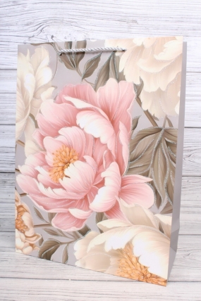 Сумка Люкс Пионы с блестками 30*40*12  L3835  Цена за 1шт