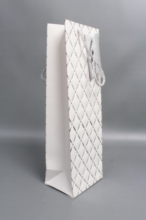 Сумка Люкс под Бутылку Алмазный узор 36*12*9 белый L580