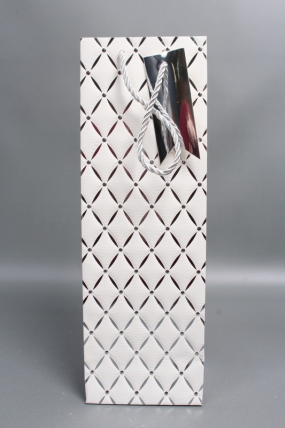 Сумка Люкс под Бутылку Алмазный узор 36*12*9 белый L580