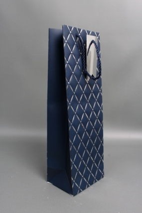 Сумка Люкс под Бутылку Алмазный узор 36*12*9 синий L580