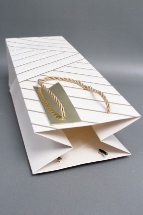 Сумка Люкс под Бутылку Золотая диагональ 37*14*12 белый L590