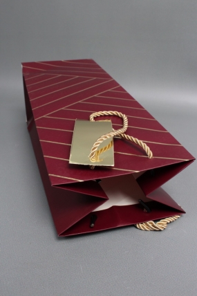 Сумка Люкс под Бутылку Золотая диагональ 37*14*12 бордо L590